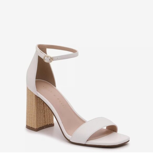 NWT Kelly and Katie Caital Sandal Heel white and raffia heel size 9.5 - Picture 1 of 9